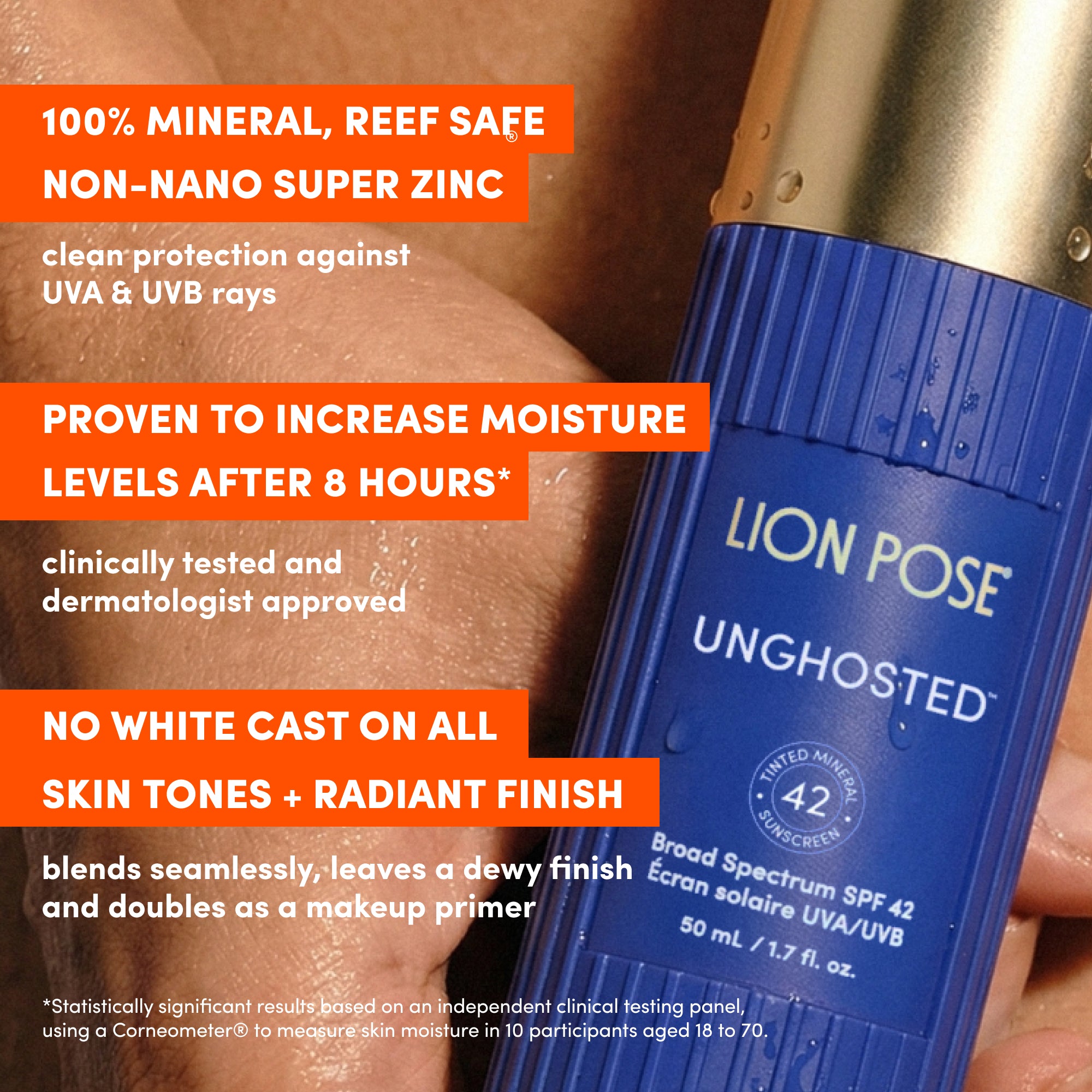 Lion Pose - UNGHOSTED™ Tinted Mineral Sunscreen SPF 42 for Dark