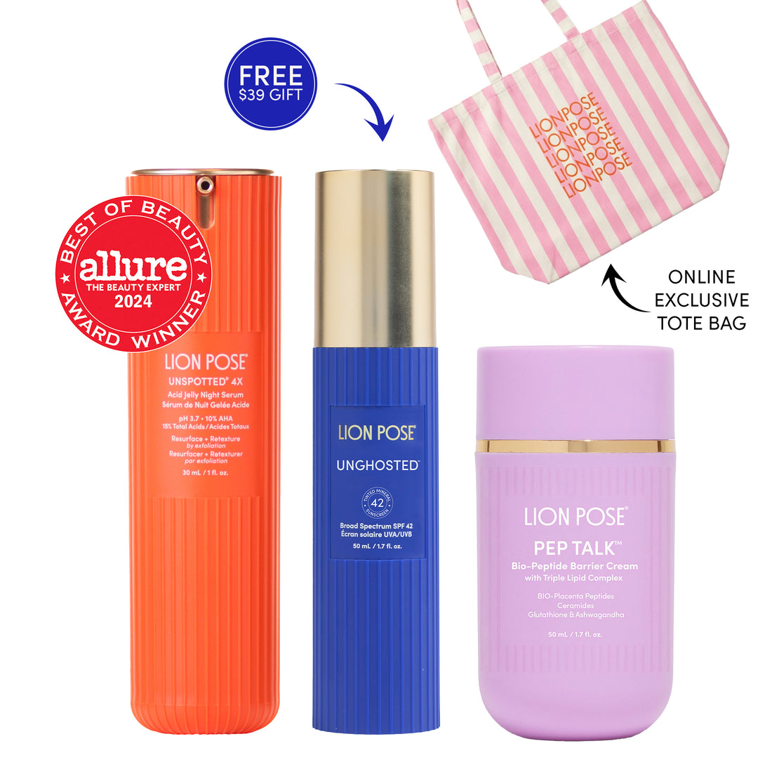 *WELCOME BUNDLE* AHA Serum, Peptide Cream &amp; Tote + FREE SPF ($39)!
